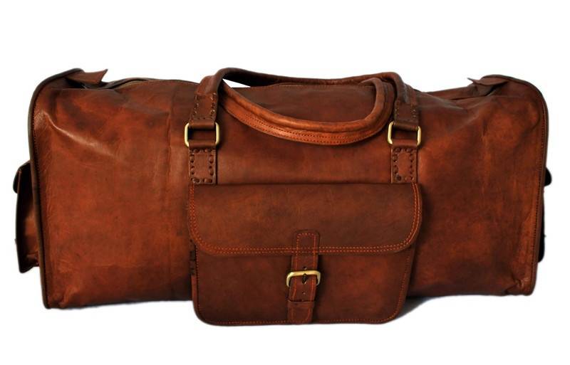 IndiFash - Edge Handcrafted 24″ Duffle Leather Bag (Brown) | 100% Genuine Leather thumbnail 3