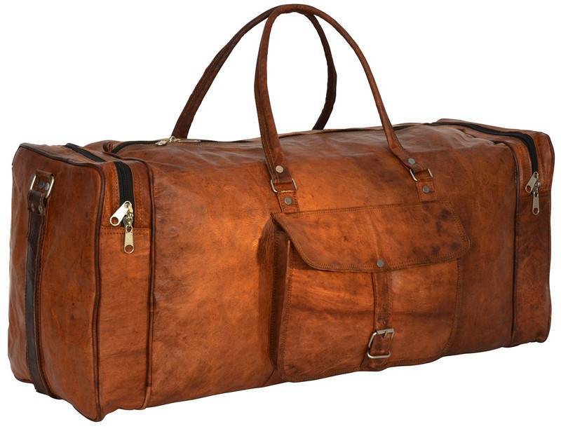 IndiFash - Edge Handcrafted 24″ Duffle Leather Bag (Brown) | 100% Genuine Leather thumbnail 4
