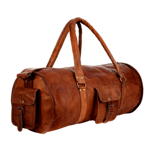 IndiFash - Handcrafted 28″ Curved Duffle Leather Bag | 100 Genuine Leather thumbnail 2