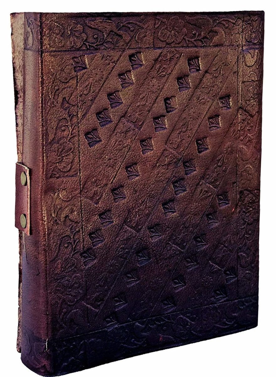 IndiFash - Metal Lock Vintage Brown Embossed Elephant Design 7″5 Handcrafted Leather Journal/Diary 200 page | 100% Genuine Leather thumbnail 2