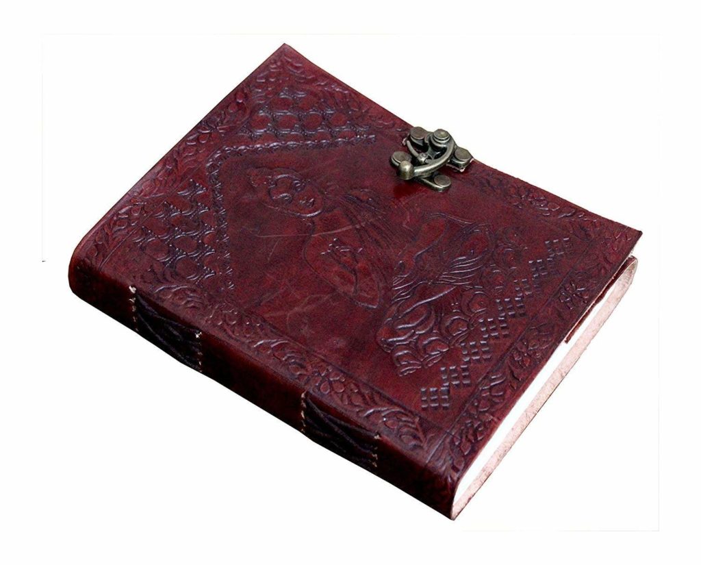 IndiFash - Metal Lock Brown Engraved Gautam Buddha Design 7″5 Handcrafted Leather Journal/Diary 100 page | 200% Genuine Leather thumbnail 2