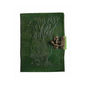 IndiFash - Metal Lock Dark Green Embossed Design 7″5 Handcrafted Leather Journal/Diary 200 page | 100% Genuine Leather
