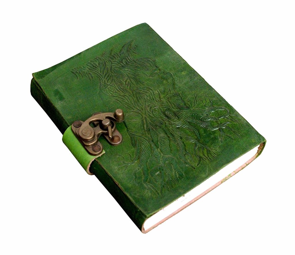 IndiFash - Metal Lock Dark Green Embossed Design 7″5 Handcrafted Leather Journal/Diary 200 page | 100% Genuine Leather thumbnail 2