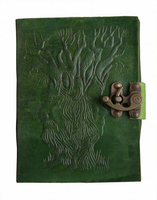 IndiFash - Metal Lock Dark Green Embossed Design 7″5 Handcrafted Leather Journal/Diary 200 page | 100% Genuine Leather thumbnail 4