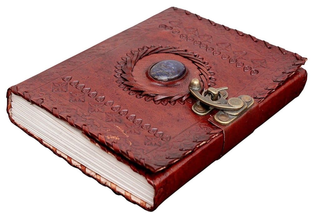 IndiFash - Metal Lock Single Stone Brown Embossed Design 7″5 Handcrafted Leather Journal/Diary 200 page | 100% Genuine Leather thumbnail 2