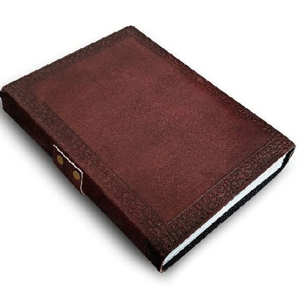 IndiFash - Metal Lock Single Stone Brown Embossed Design 7″5 Handcrafted Leather Journal/Diary 200 page | 100% Genuine Leather thumbnail 4