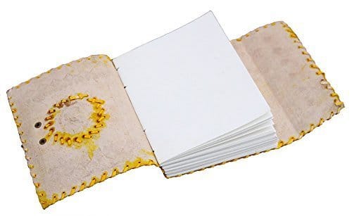 IndiFash - Metal Lock Single Stone Yellow Embossed Design 7″5 Handcrafted Leather Journal/Diary 100 page | 100% Genuine Leather thumbnail 2