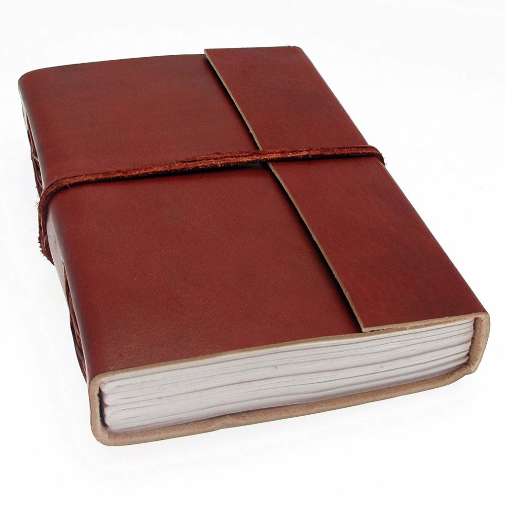 IndiFash - Plain Brown Strip Embossed Design 7″5 Handcrafted Leather Journal/Diary 200 page | 100% Genuine Leather
