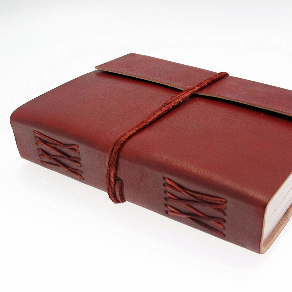 IndiFash - Plain Brown Strip Embossed Design 7″5 Handcrafted Leather Journal/Diary 200 page | 100% Genuine Leather thumbnail 2