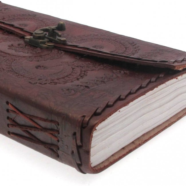 IndiFash - Rangoli Embossed Design 7″5″ Handcrafted Leather Journal/Diary 200 page | 100% Genuine Leather thumbnail 2