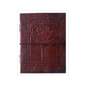 IndiFash - Rose Flower Embossed Unique Design 7″5 Handcrafted Leather Journal/Diary 100 page | 100% Genuine Leather
