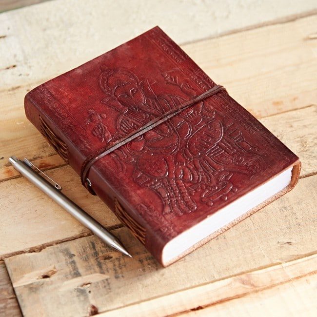 IndiFash - Shree Ganesha Embossed Unique Design 7″5 Handcrafted Leather Journal/Diary 200 page | 100% Genuine Leather