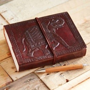 IndiFash - Traditional Elephant Embossed Design 7″5″ Handcrafted Leather Journal/Diary 200 page | 100% Genuine Leather