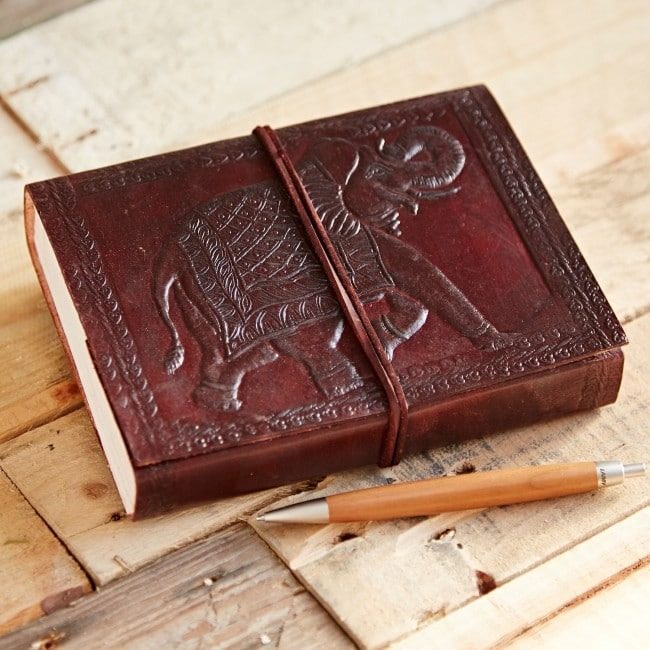 IndiFash - Vintage Elephant Embossed Unique Design 7″5 Handcrafted Leather Journal/Diary 200 page | 100% Genuine Leather thumbnail 3