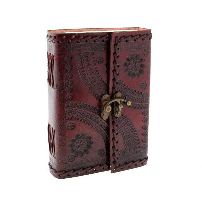 IndiFash - Vintage Dark Brown Shaded Flower Embossed Unique Design 7″5 Handcrafted Leather Journal/Diary 200 page | 100% Genuine Leather