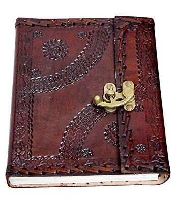 IndiFash - Vintage Dark Brown Shaded Flower Embossed Unique Design 7″5 Handcrafted Leather Journal/Diary 200 page | 100% Genuine Leather thumbnail 2