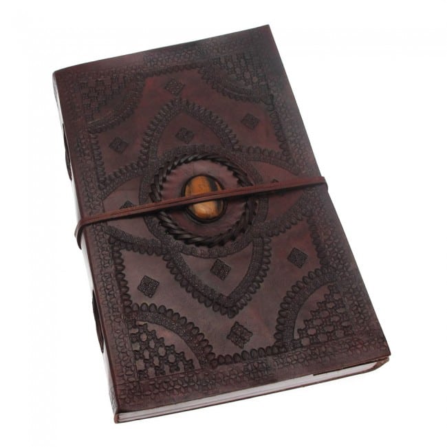 IndiFash - Vintage Flower With Single Stone Embossed Unique Design 7″5 Handcrafted Leather Journal/Diary 200 page | 100% Genuine Leather thumbnail 2
