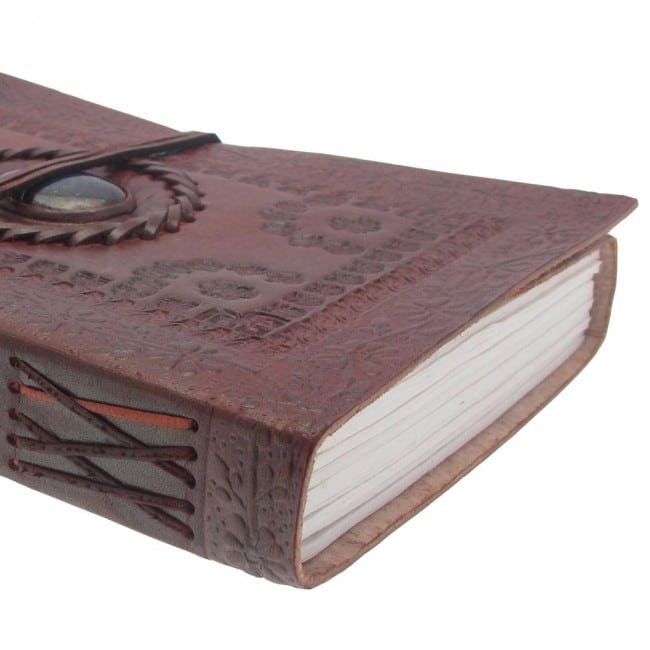 IndiFash - Vintage Flower With Single Stone Embossed Unique Design 7″5 Handcrafted Leather Journal/Diary 200 page | 100% Genuine Leather thumbnail 4