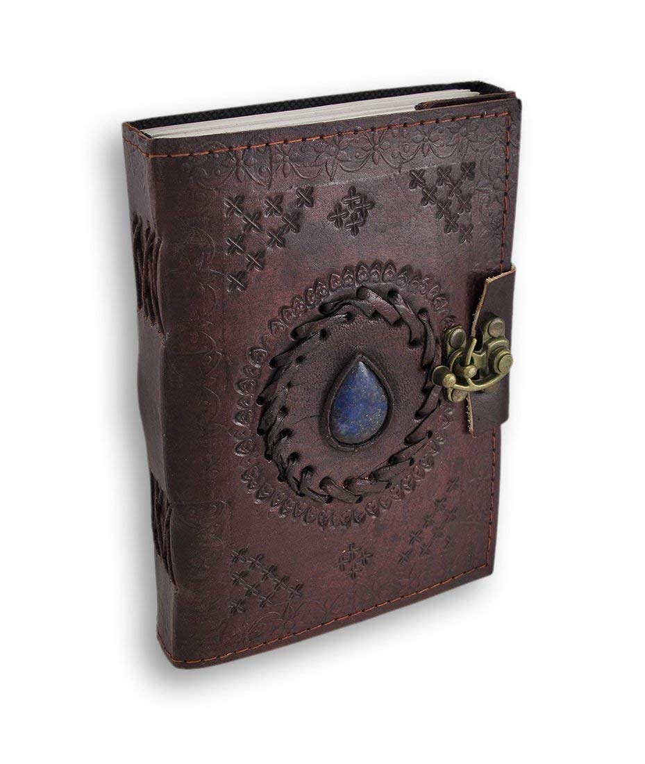 IndiFash - Vintage Water Drop Stone Embossed Unique Design 7″5 Handcrafted Leather Journal/Diary 200 page | 100% Genuine Leather