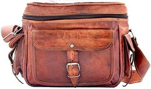 IndiFash - 9 Inch Unique Handcrafted Leather Camera Bag | 100% Genuine Leather thumbnail 3