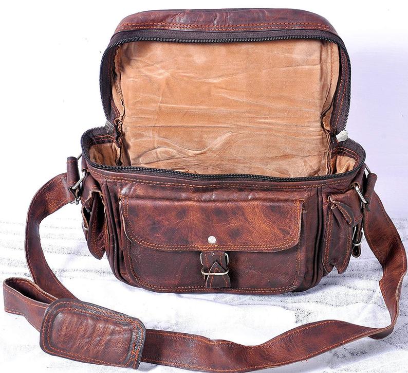 IndiFash - 9 Inch Unique Handcrafted Leather Camera Bag | 100% Genuine Leather thumbnail 4