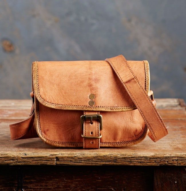 IndiFash - 9″7 Single Strip Handcrafted Mini Messenger Leather Bag | 100% Genuine Leather thumbnail 2