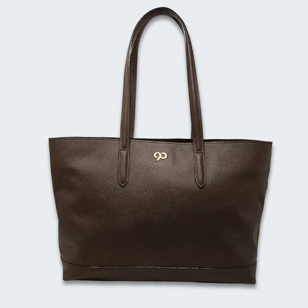 90 Feet Malti Classic Brown Real Leather Tote Bag