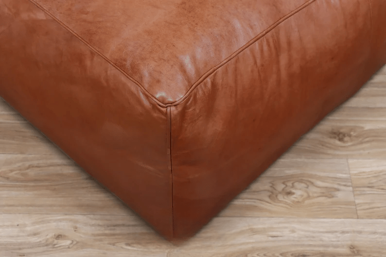 Amazing square Ottoman Pouffe Moroccan leather | thumbnail 2