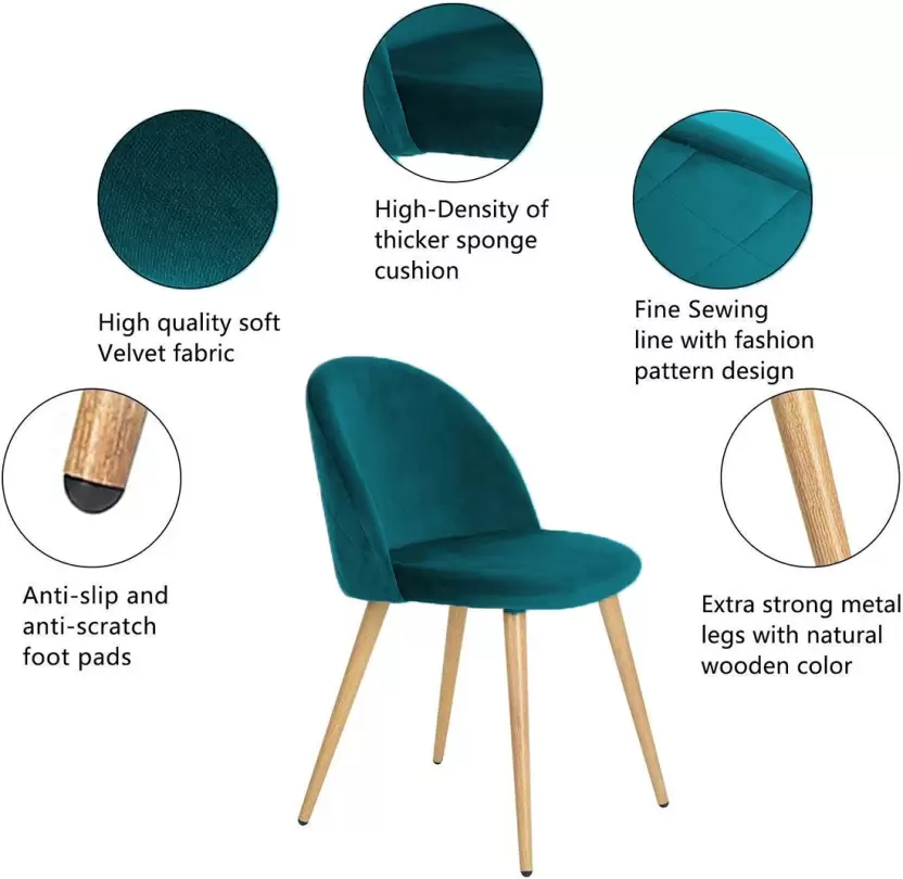 Bar Stools Modern Velvet Swivel petrol blue color thumbnail 2