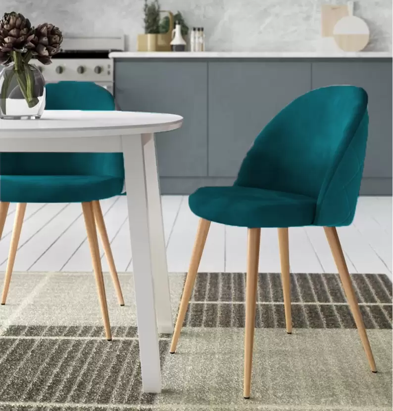 Bar Stools Modern Velvet Swivel petrol blue color thumbnail 3
