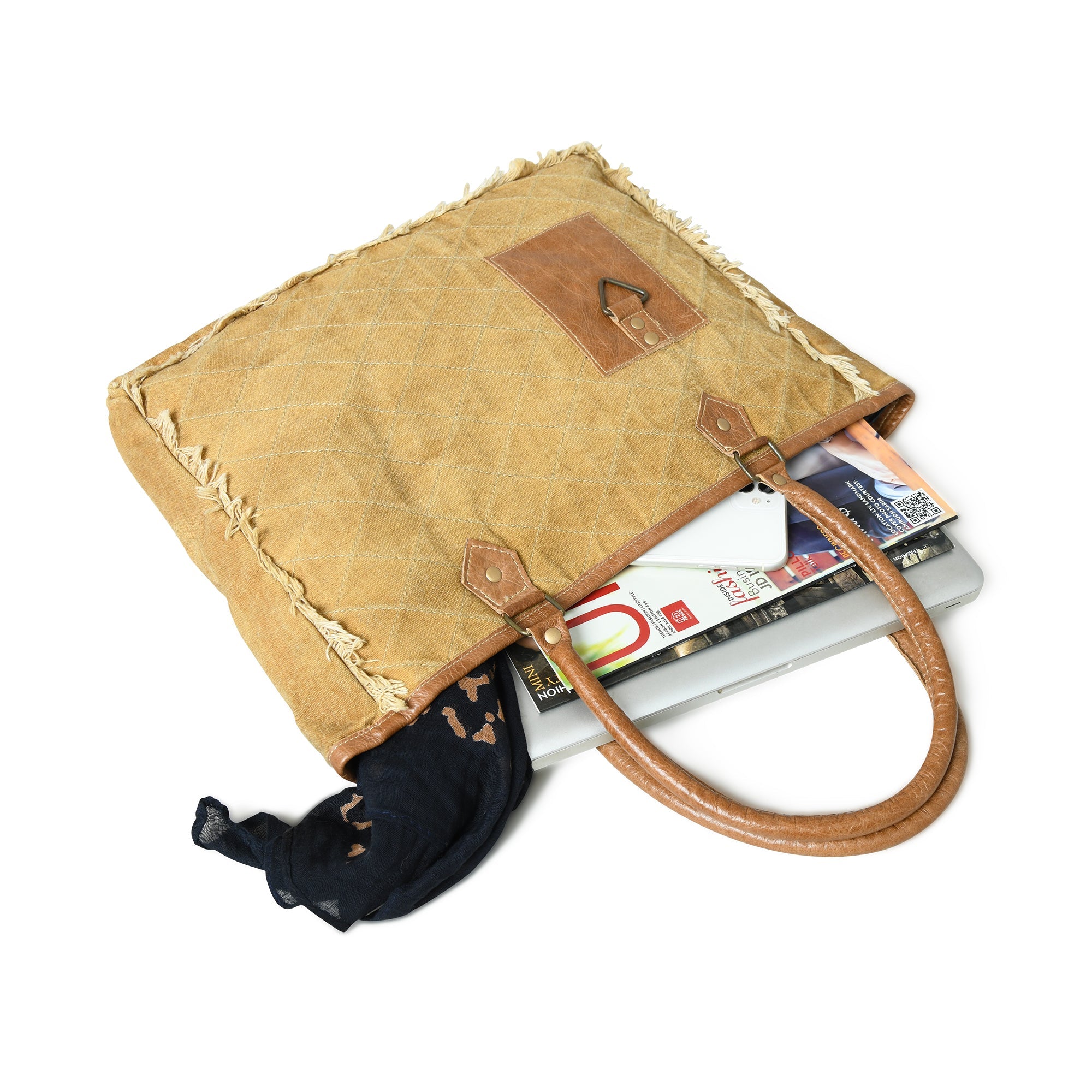 Beige Boho Chic Canvas Bag thumbnail 4