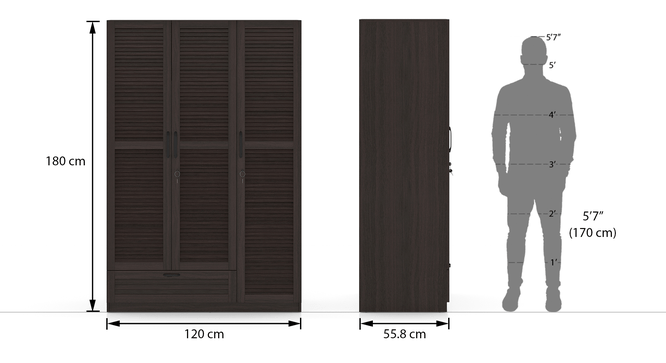 Bennis Three Door Wardrobe - Dark Walnut Finish thumbnail 4