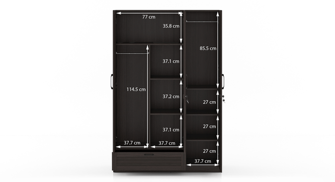 Bennis Three Door Wardrobe - Dark Walnut Finish thumbnail 6