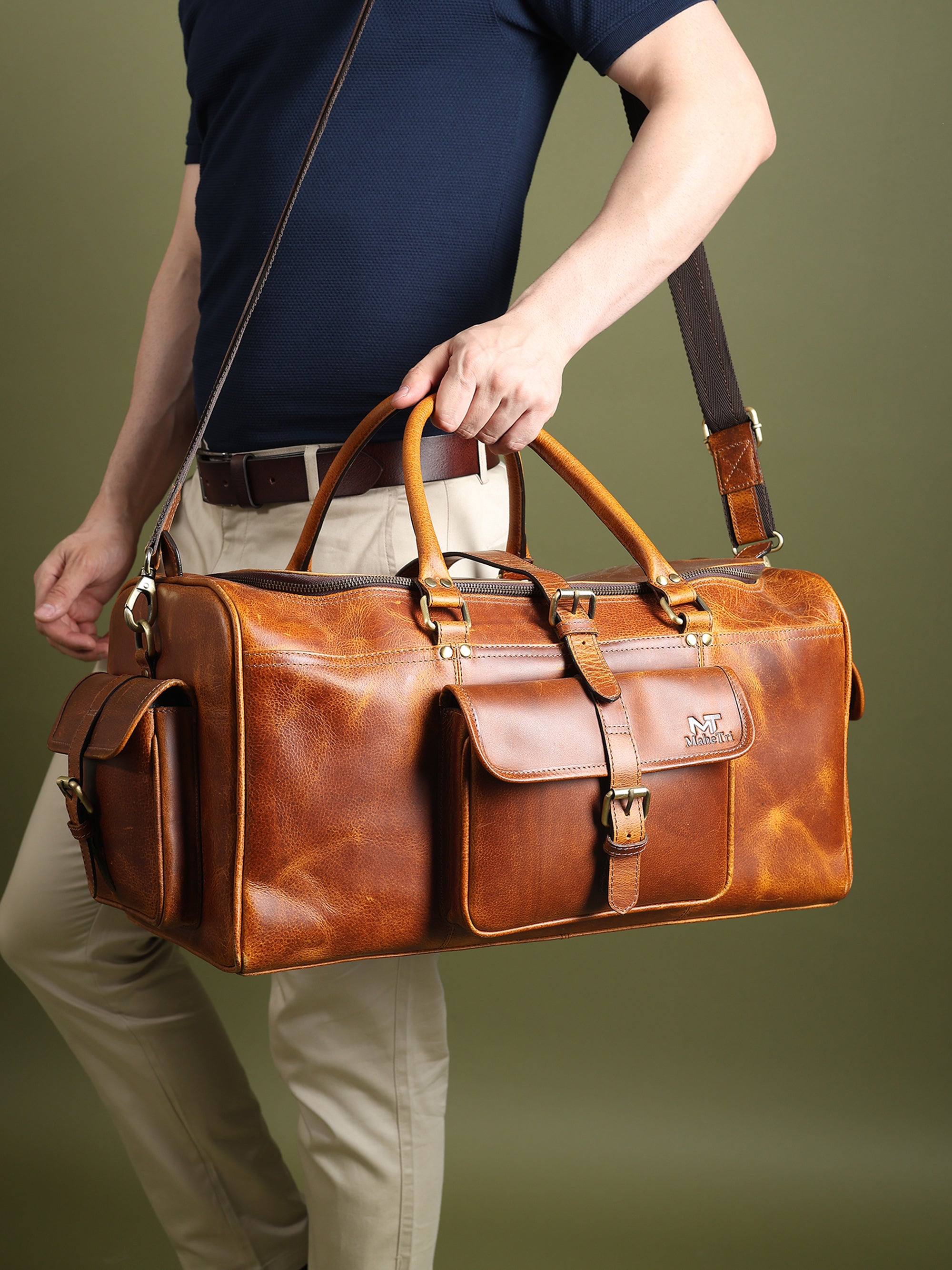 Berlin Leather Weekender Duffle Bag thumbnail 14