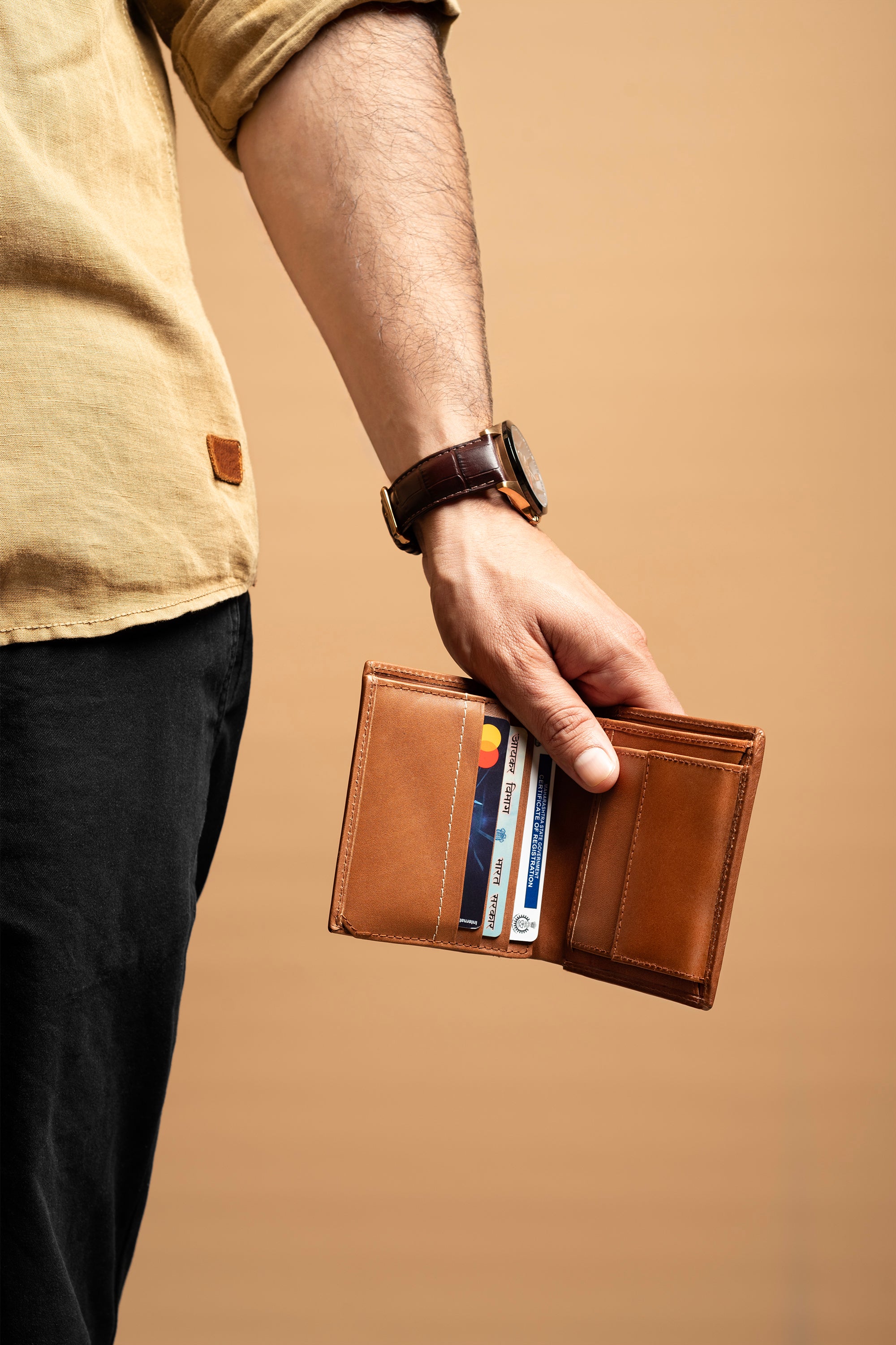 Bifold Mens Wallet With Red Stripe thumbnail 3
