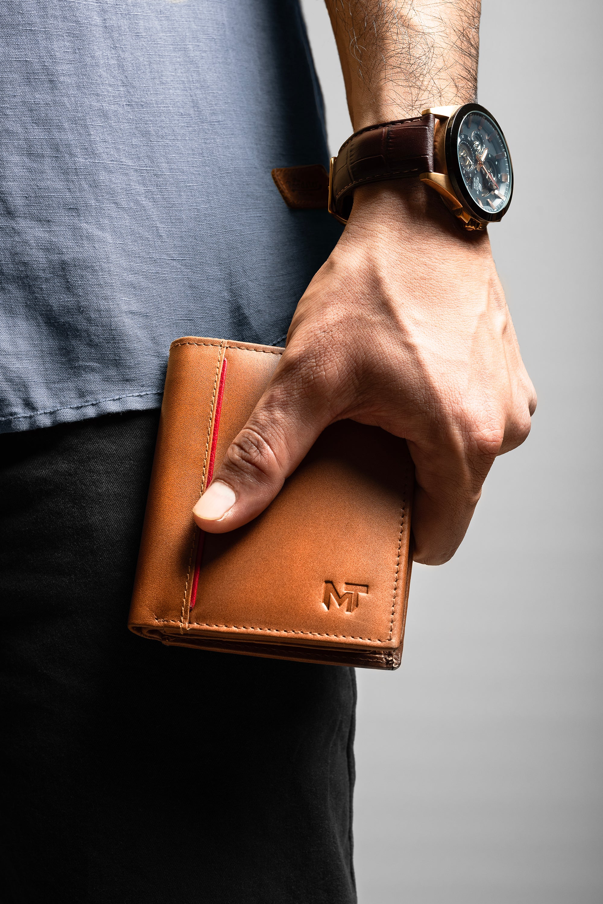 Bifold Mens Wallet With Red Stripe thumbnail 4