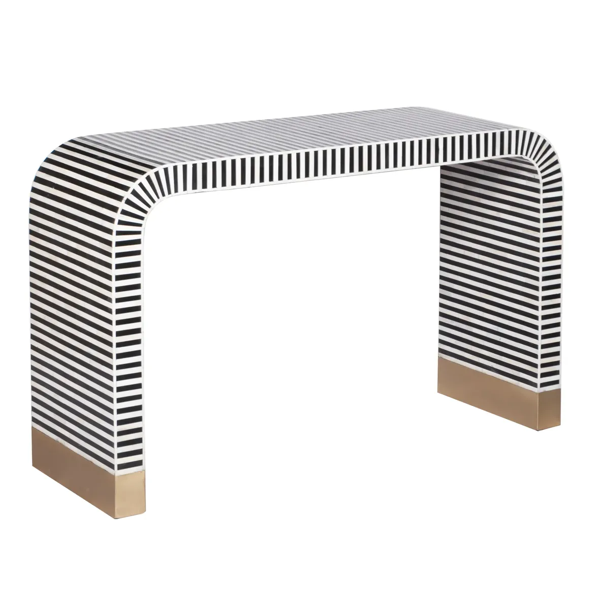 Black and White Striped Bone Inlay Console Table thumbnail 4