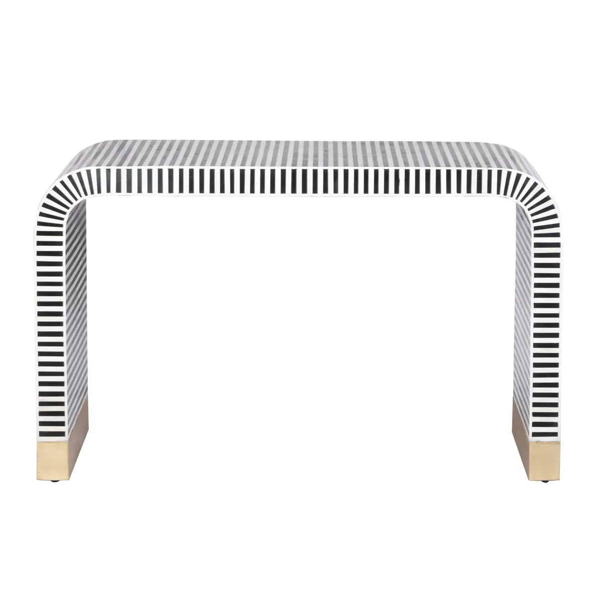 Black and White Striped Bone Inlay Console Table thumbnail 5