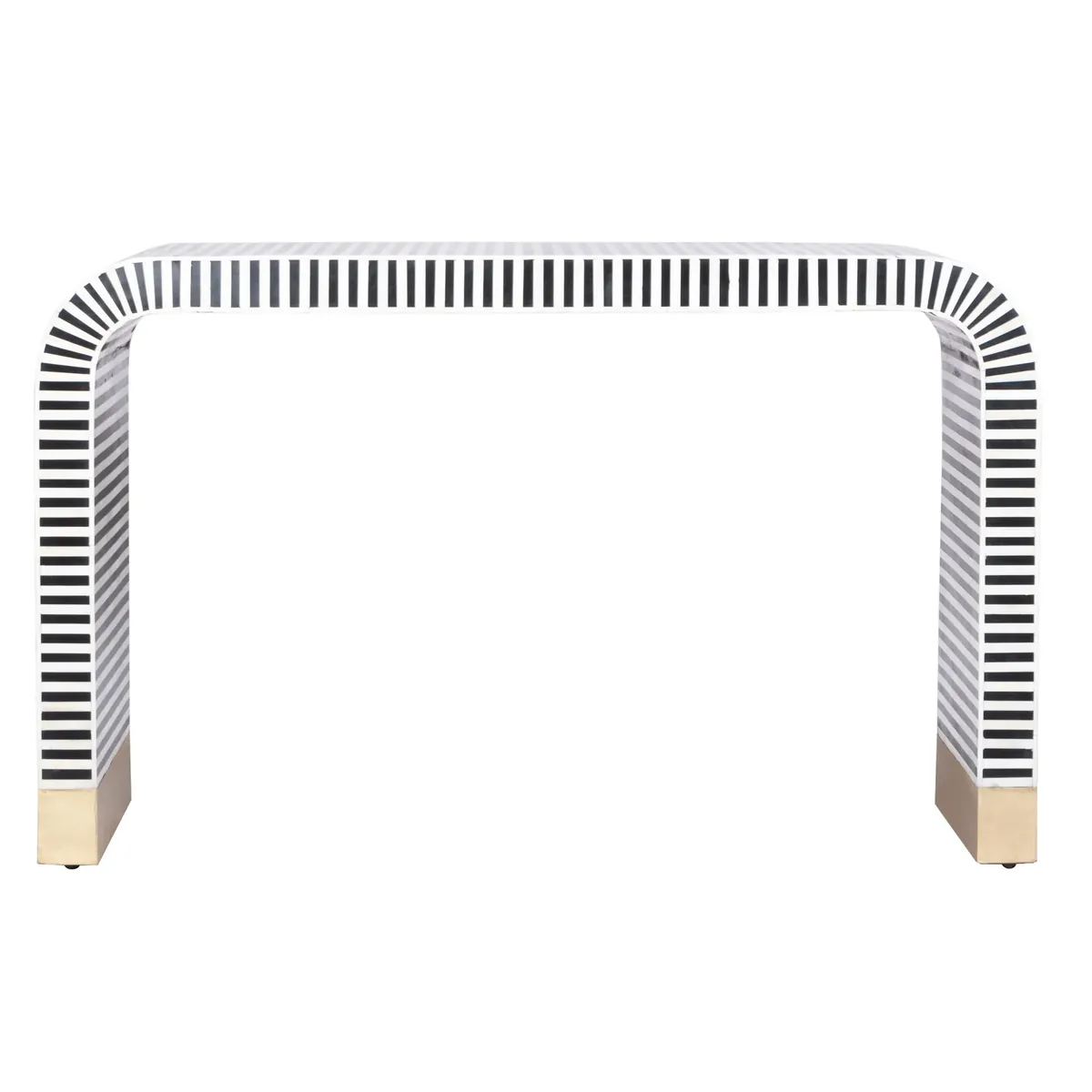 Black and White Striped Bone Inlay Console Table thumbnail 6
