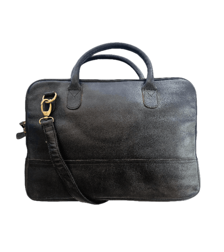 Black color leather buffalo Laptop Bag