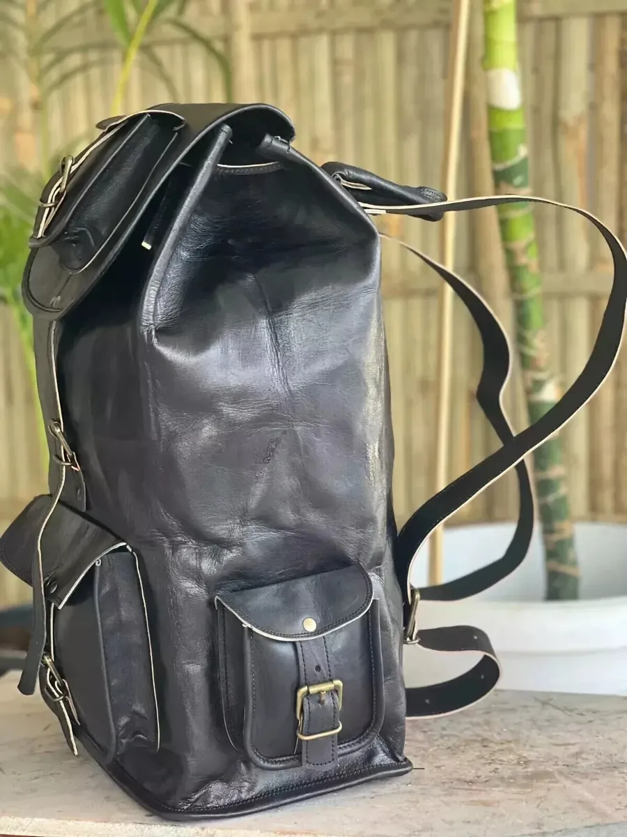 Black Leather Backpack Bag | 100% Genuine Leather thumbnail 3
