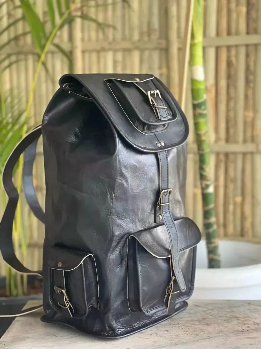 Black Leather Backpack Bag | 100% Genuine Leather thumbnail 4