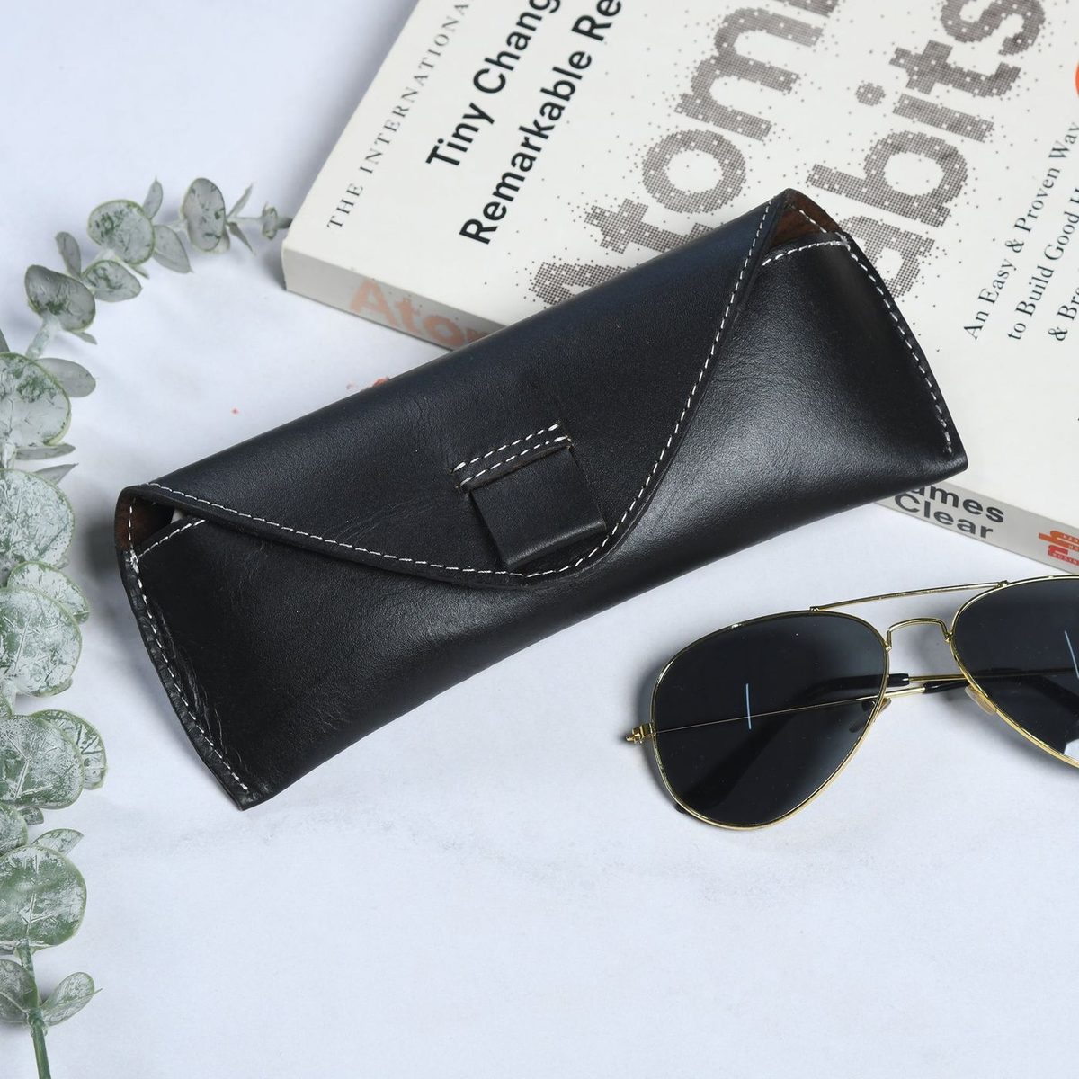 Black Leather Sunglasses Case
