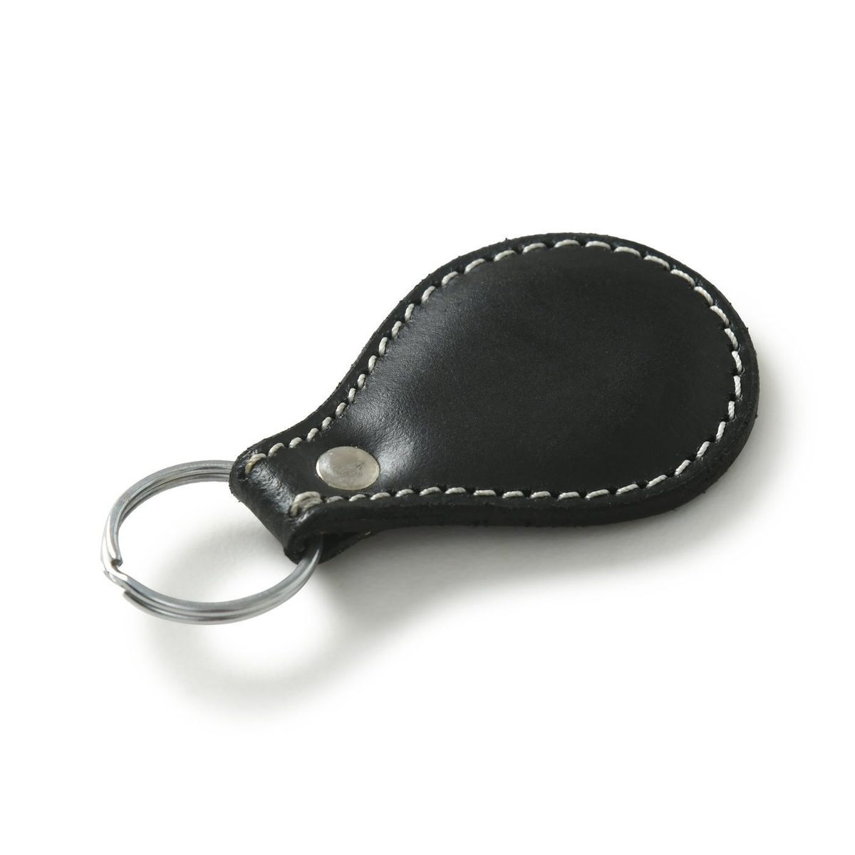 Black Oval Leather Keyring thumbnail 2