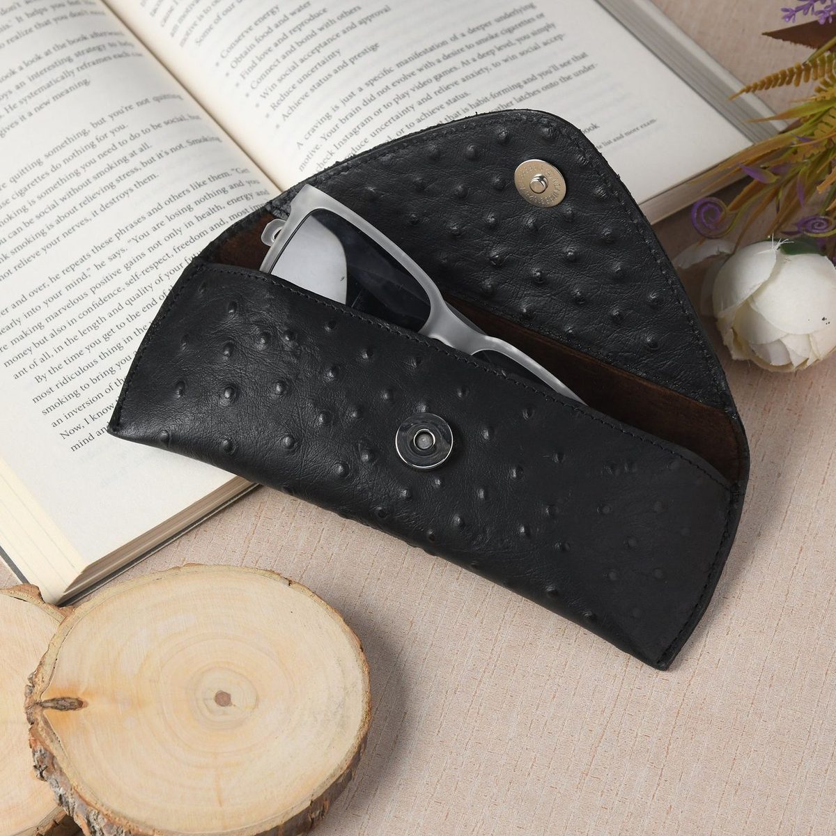 Black Pebble Textured Sunglass Case
