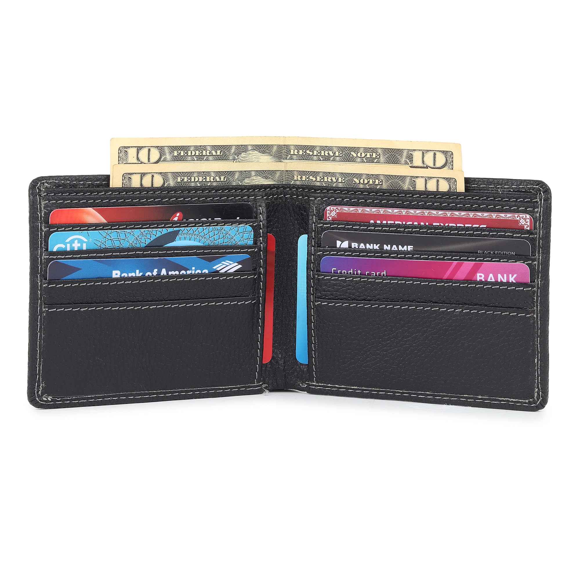 Black Textured Leather Mens Wallet thumbnail 10