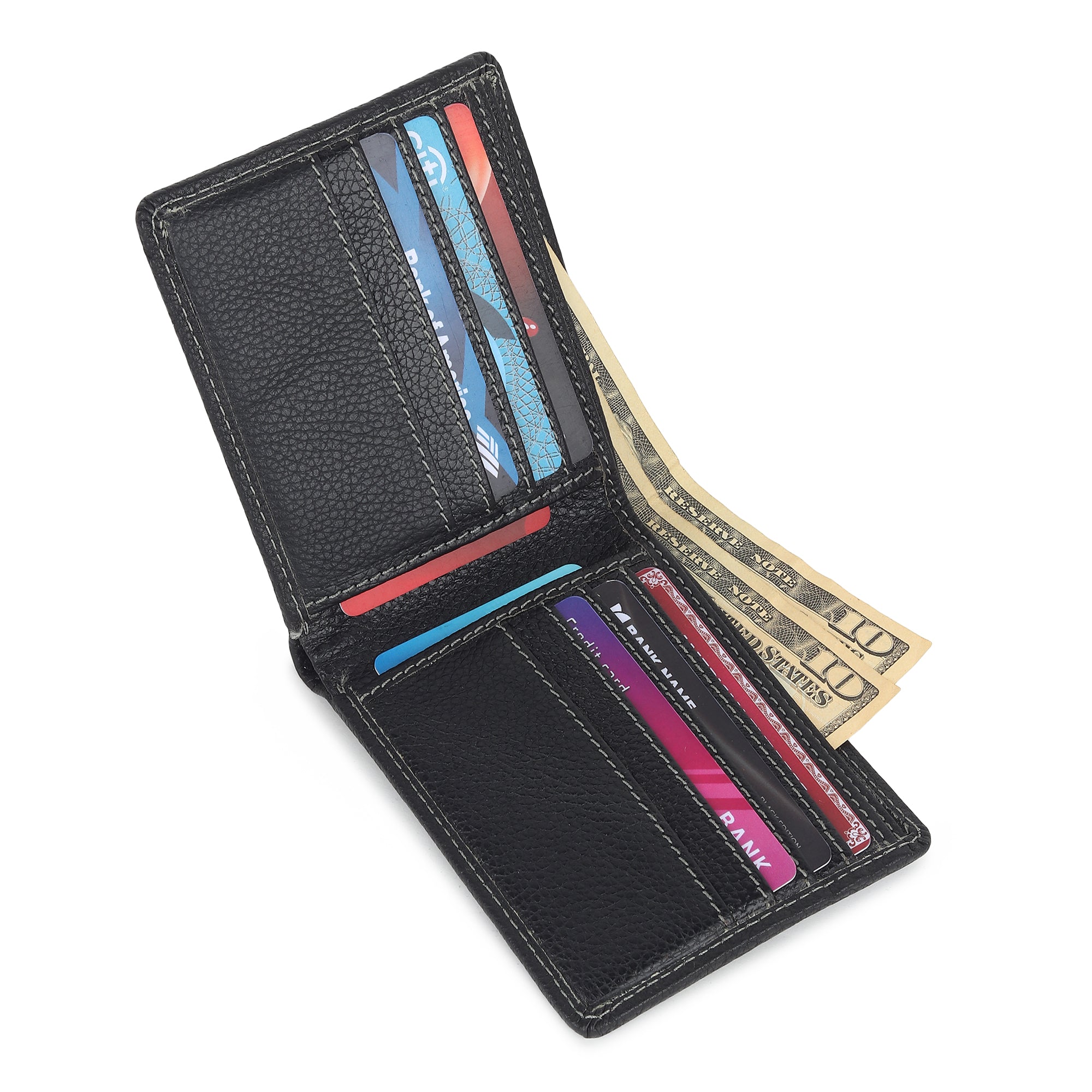 Black Textured Leather Mens Wallet thumbnail 11