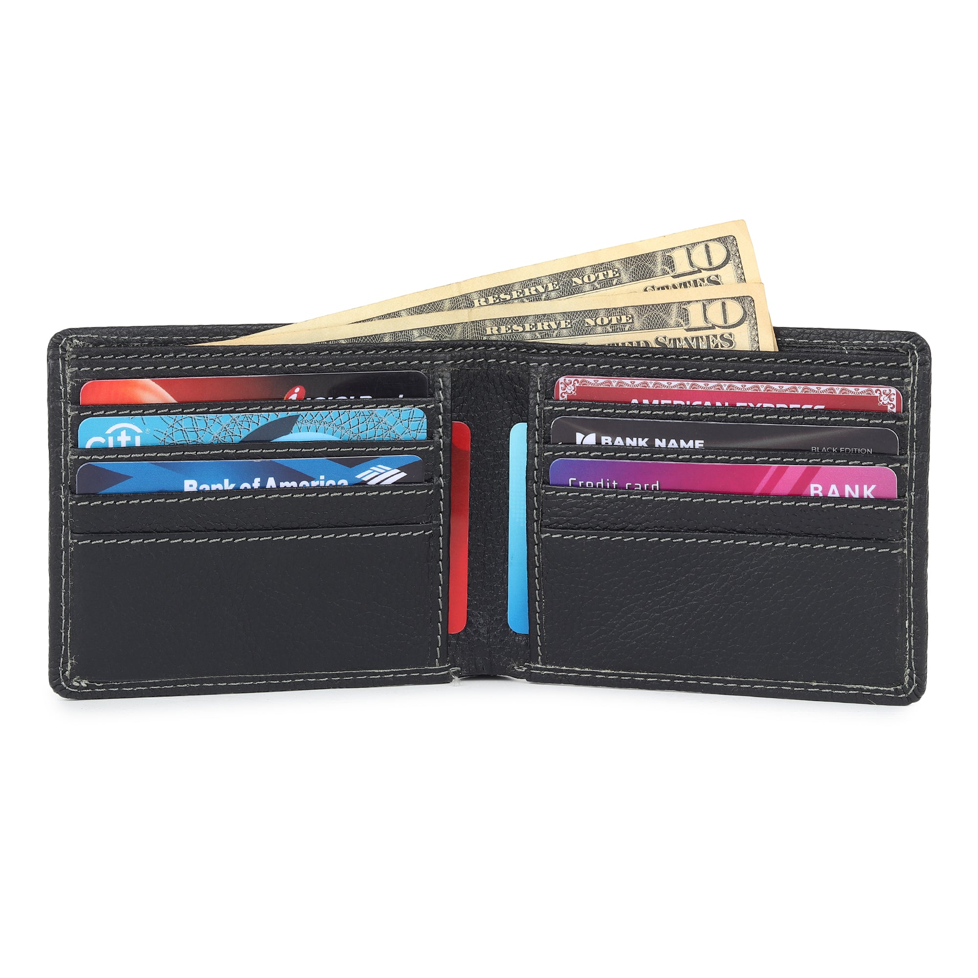Black Textured Leather Mens Wallet thumbnail 6