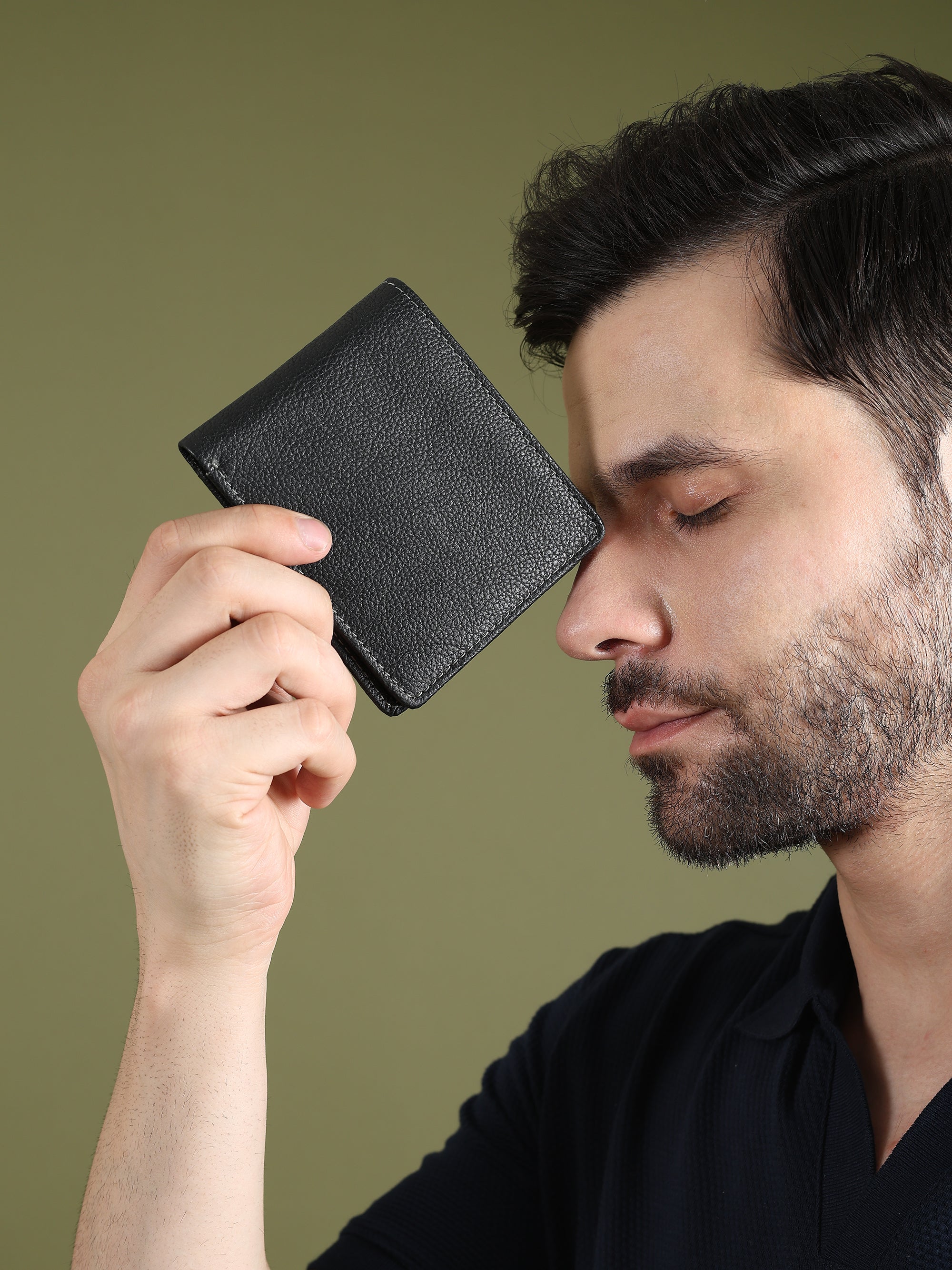 Black Textured Leather Mens Wallet thumbnail 7