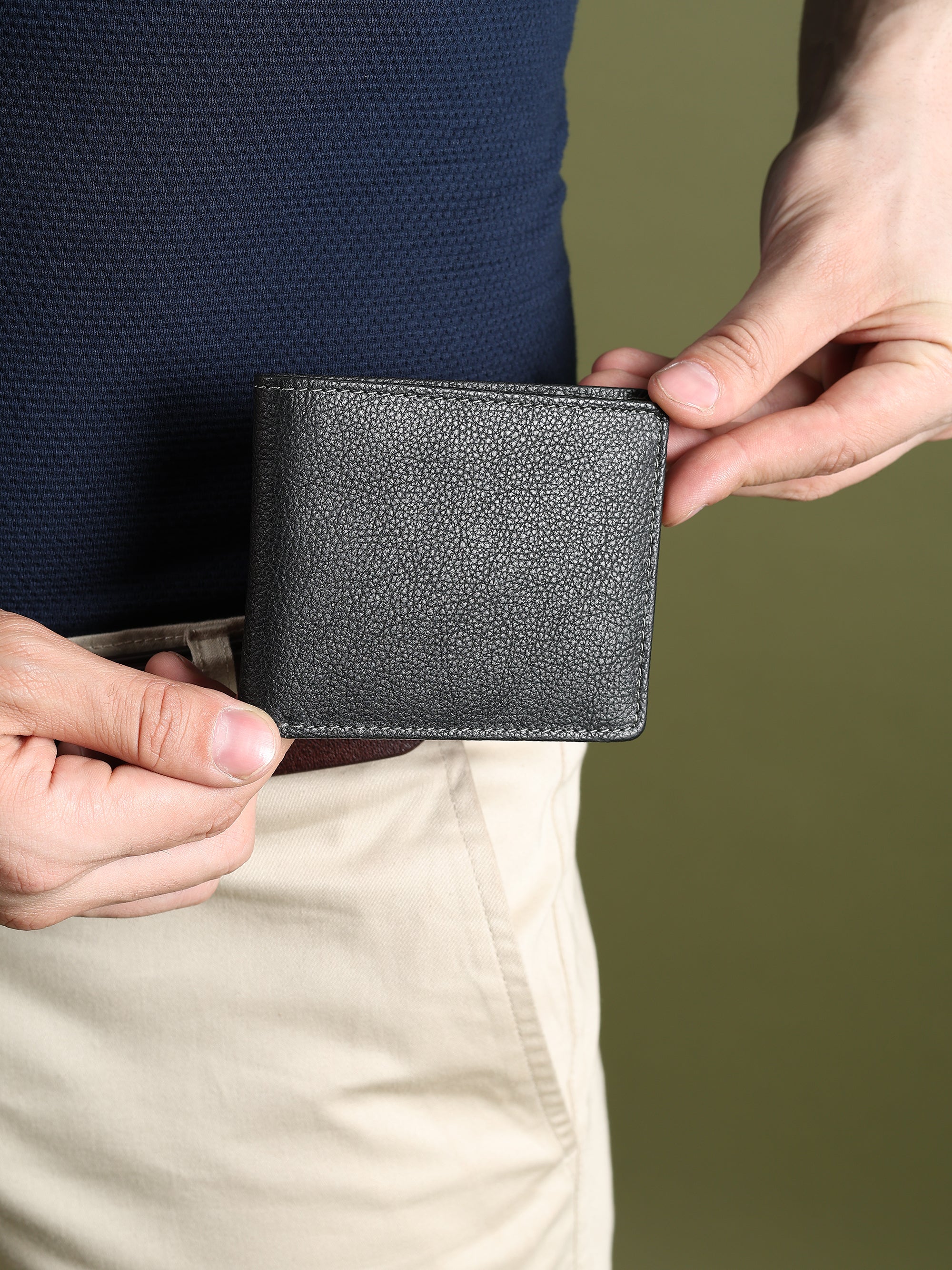 Black Textured Leather Mens Wallet thumbnail 8